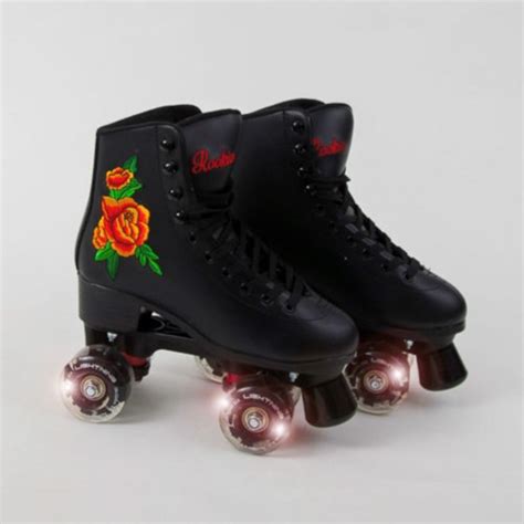 Rookie Quad Roller Skates Rosa Black Light Up Wheels