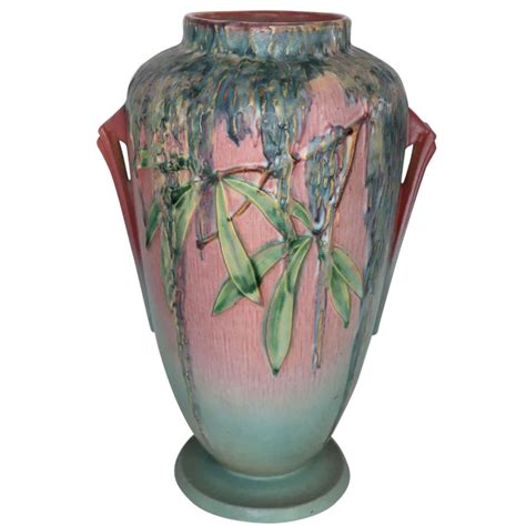 Vintage American Roseville Moss Pink And Green Pottery 785 12 Vase