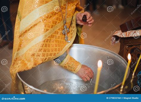 Baptism Ceremony of a Child in the Church, Details of the Baptism ...