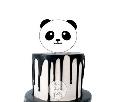 Panda Cupcake Toppers Panda Cake Topper Panda Cake Monochrome Party