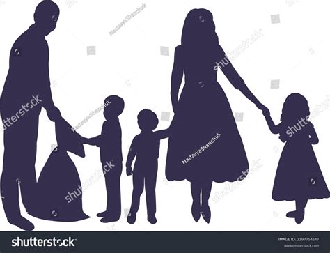 Family Black Silhouette Isolated Vector Stock Vector (Royalty Free ...