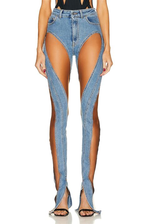 Mugler Spiral Skinny In Medium Blue Nude 02 FWRD