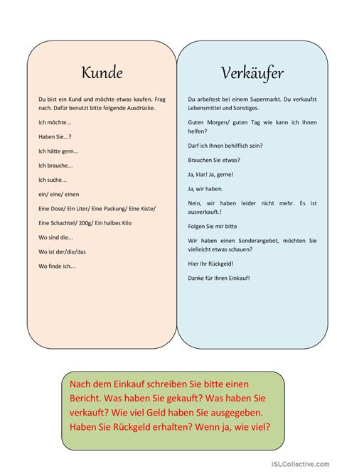 Einkaufen Gehen Allgemeine English ESL Worksheets Pdf Doc