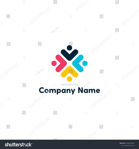 Colorful Four Kids Teamwork Logo Design Stock Vector (Royalty Free ...