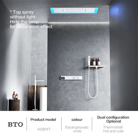 Bto Shower System Waterfall Hot And Cold Water Mixer Thermostatic Faucet Set Wall Mounted