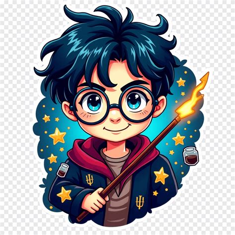 Adesivo Png Do Harry Potter Com Elementos Mágicos E Detalhes Encantadores