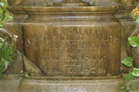 Mary Elizabeth Stephenson Mcalexander M Morial Find A Grave