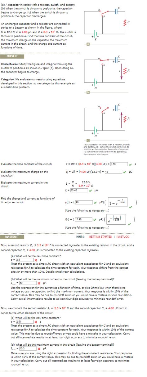 Solved A A Capacitor In Series With A Resistor Switch