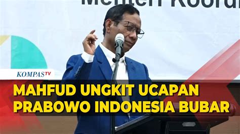 Video Saat Mahfud Ungkit Ucapan Prabowo Indonesia Bubar 2030