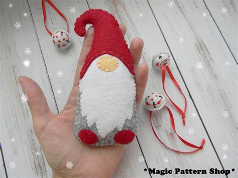 Christmas Gnome Pdf Pattern Christmas Ornaments Pattern Felt Gnome