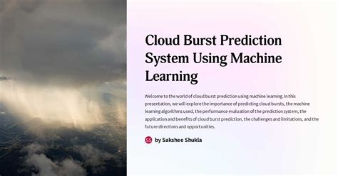 Cloud Burst Prediction System Using Machine Learning