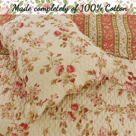 Cozy Line Home Fashions King Size Floral Bedspread Vintage Rose 3