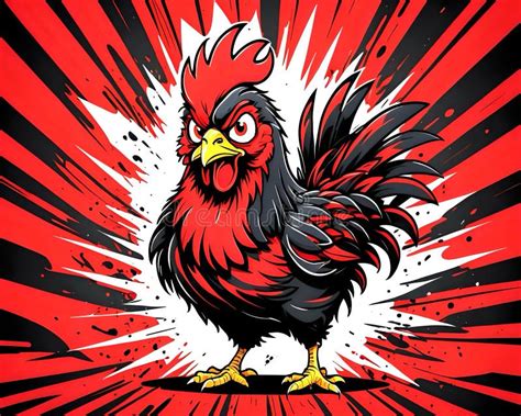 Angry Chicken Rooster Abstract Cartoon Character Stock Illustration