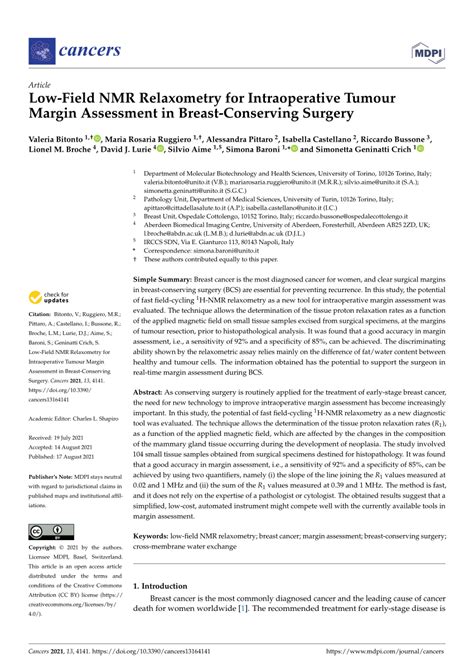 Pdf Low Field Nmr Relaxometry For Intraoperative Tumour Margin