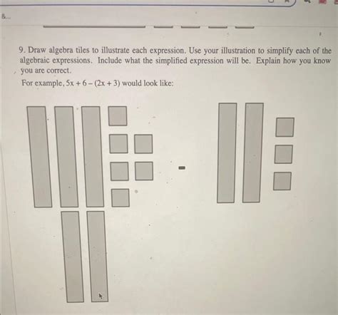 Solved 9 Draw Algebra Tiles To Illustrate Each Expression