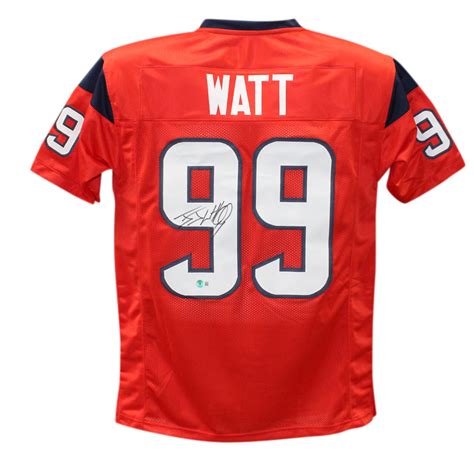 Jj Watt Autographed Signed Pro Style Red Xl Jersey Beckett Denver