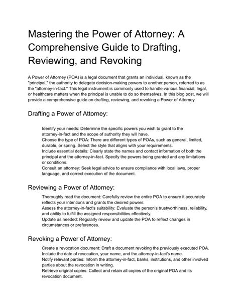 Ppt Mastering The Power Of Attorney A Comprehensive Guide To