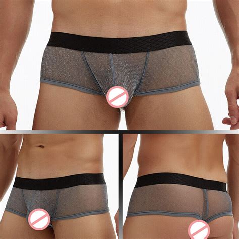 Sexy Mens Briefs Mesh See Through Pouch Boxer Bikini Underwear Soft Breathable Ebay