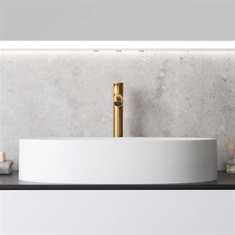 Fortis Lica Extra Large Basin Mixer With Tall Pillar PVD Brushed Gold