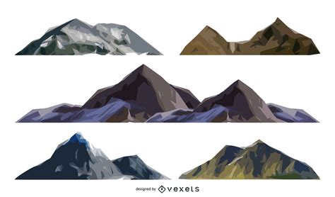 Conjunto De Ilustraciones De Montañas Aisladas Descargar Vector