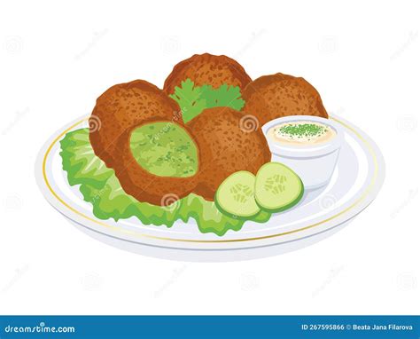 Two Half Falafel Chickpea Balls Vector Illustration CartoonDealer