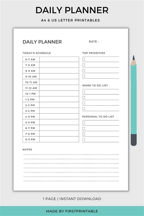 Free Printable Daily Planner Minimalist Design A4 And Us