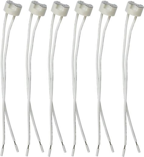 6 Pcs G8 Base Porcelain Halogen Socket G8 Led Light Bulb Ceramic Socket With 6 Leads Wire