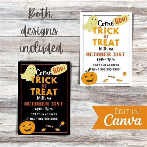 Editable Invitation Trick Or Treat Halloween Party Invitation