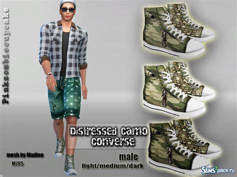 Скачать мужские кеды Distressed Camo Converse от Pinkzombiecupcakes для