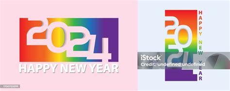 Happy New Year 2024 Lgbt Poster Design Lgbtq 2024 Pride Month With Rainbow Colors Stock ...