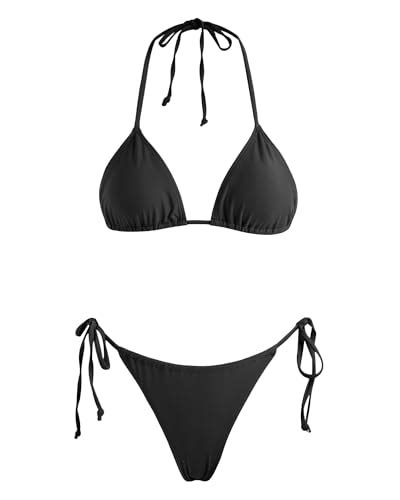 Volafa Women S Triangle Bikini Set String Swimsuit Print Tie Smocked Ruched Two Piece Bathing