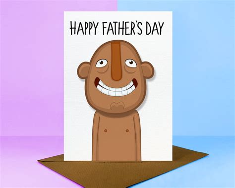 Happy Father S Day Nude Dad 3D Greetings Card Dark Complexion Raised Head Design Etsy