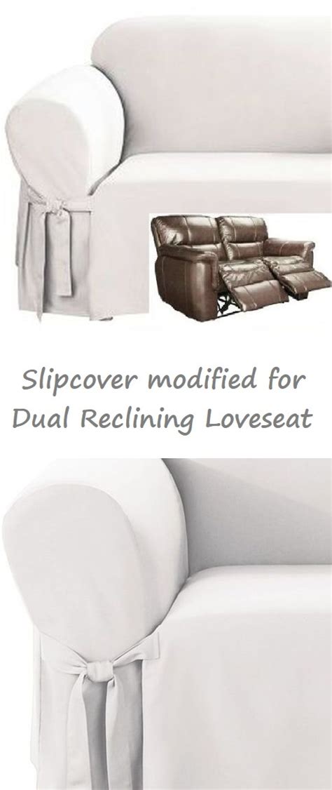 Dual Reclining Loveseat Slipcover Cotton White Sure Fit Recliner Cover