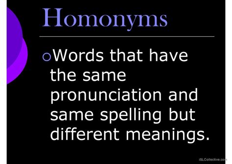 Homonymn Homophone And Homograph Ge English ESL Powerpoints