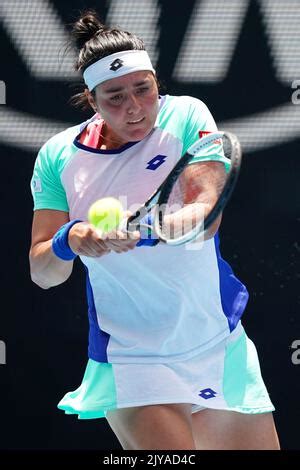 Ons Jabeur Of Tunisia Returns Ball During Practice For Us Open