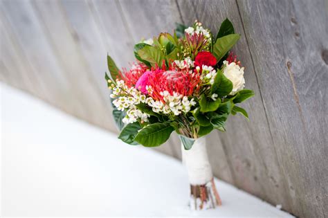 Red Pincushion Protea Bridal Bouquet