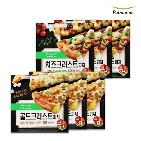 M 풀무원 크러스트피자 2종 6판 치즈크러스트피자 크림치즈 슈퍼디럭스 1판500g X 3판 골드크러스트피자 베이컨