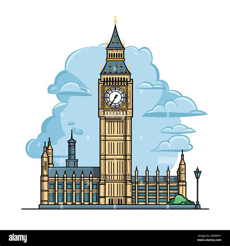 Big Ben Big Ben Hand Drawn Comic Illustration Vector Doodle Style