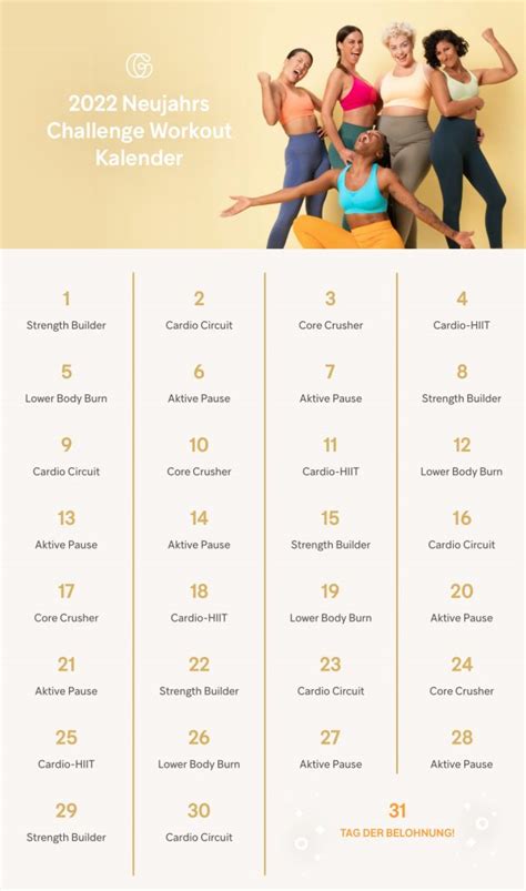 2022 Neujahrs Challenge Workout Kalender Gymondo Magazin Fitness