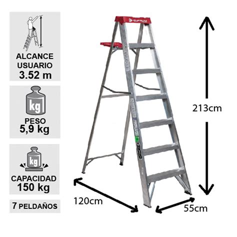 Ripley ESCALERA CUPRUM ALUMINIO TIJERA 7 PELDAÑOS 2 13 M