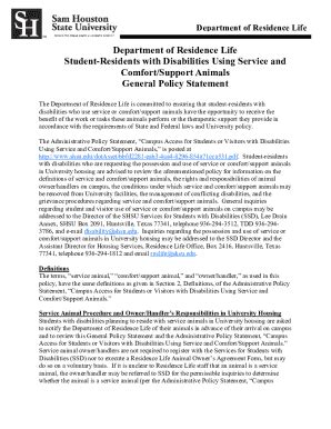 Fillable Online Department Of Residence Life Sam Houston State