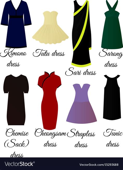 Styles of dresses Royalty Free Vector Image - VectorStock