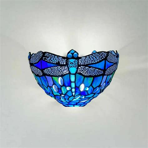 LAMPE MURALE STYLE Tiffany Avec Lampe Design Libellule Bleue Vintage Et