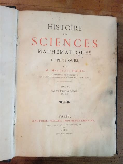 Histoire Des Sciences Mathématiques Et Physiques 7 volúmenes von