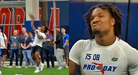 Anthony Richardson Throws Ball Into The Roof At Pro Day