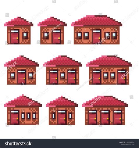 Pixel Houses Game Icons Vector Set Stock Vector Royalty Free