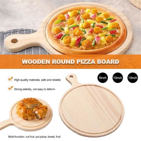 Vicica Pouces Planche Pizza Ronde En Bois Plat De Service Assiette