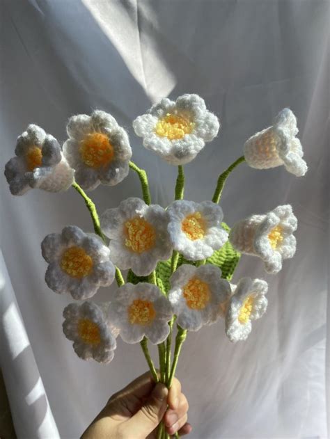 Crochet White Lilies Of Valley Flower Bouquet For Sale Crochet