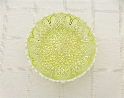 Uranium Vaseline Glass Dish Davidson Glass Bowl William And Mary