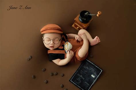 New Baby Gentleman Clothing Photography Baby Newborn Coffee Bean Studio